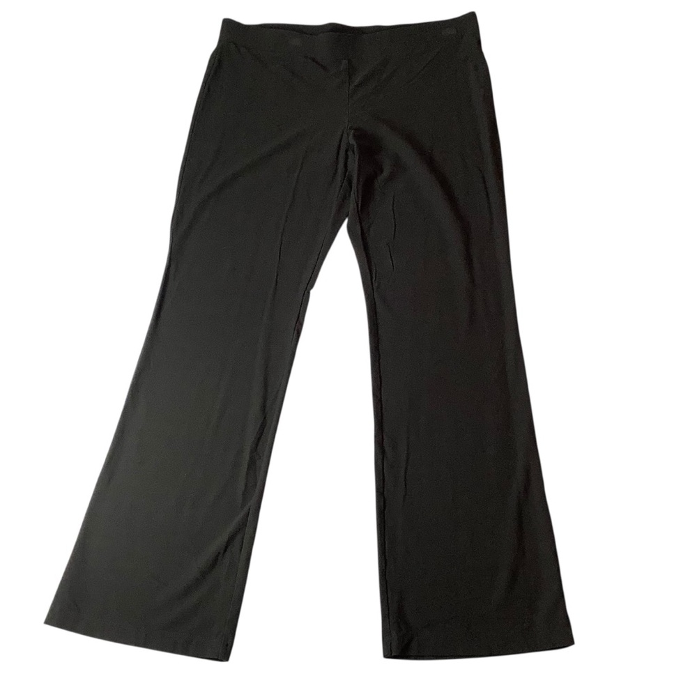 Ann Taylor Black Wide Leg Pull On Career Pants Stretch High Rise Large